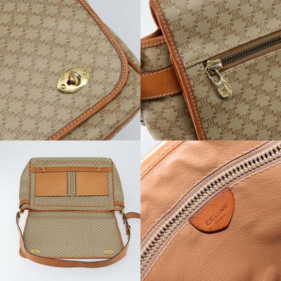 CELINE Macadam Canvas Shoulder Bag Pvc Beige Gold - Picture 11 of 13